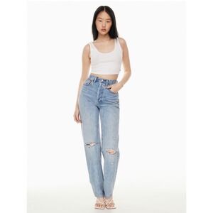 Aritzia Denim Forum The Joni High Rise Loose Jeans 29L Distressed Light Wash‎ 29